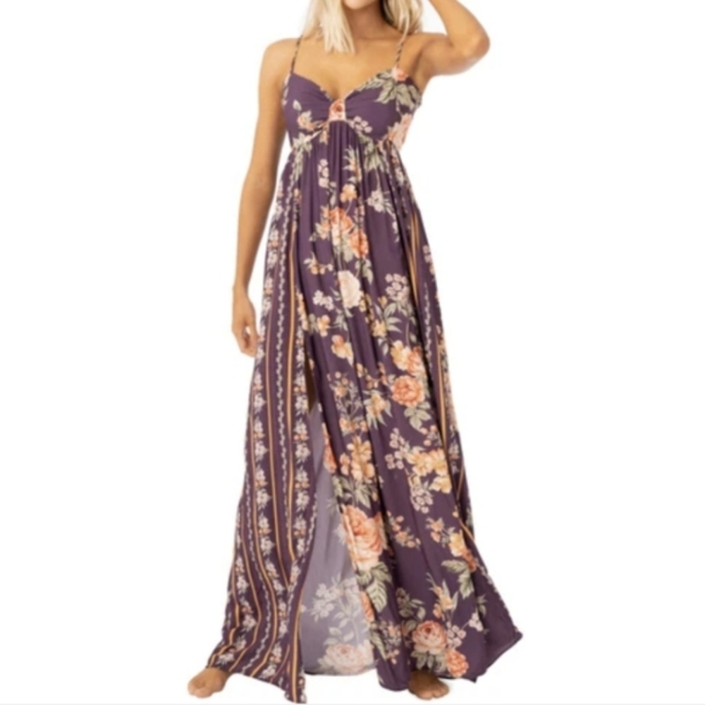 Maaji Della Vintage Flower Maxidress Floral Purple Maxi Dress